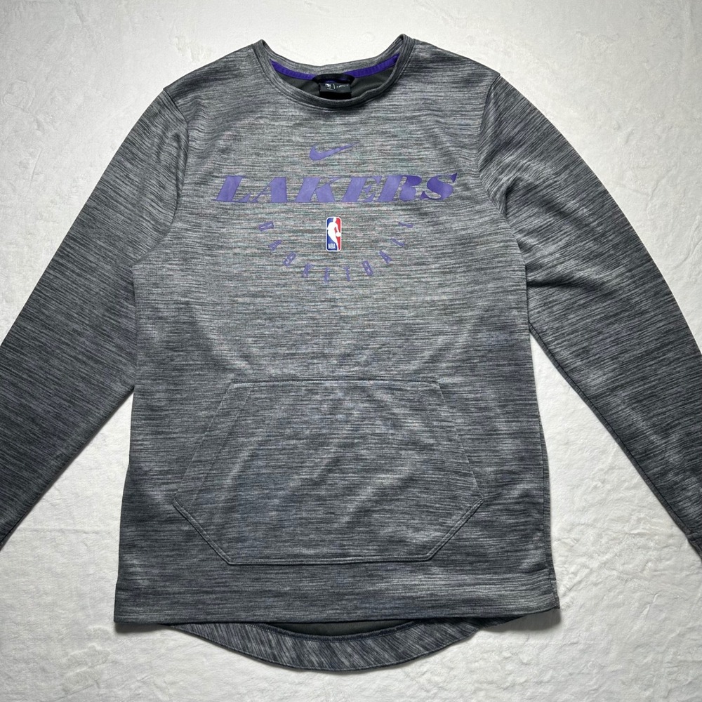 Nike Lakers NBA Dri-FIT Pullover Sweatshirt‎ Long Sleeve Gray Men's Size Small